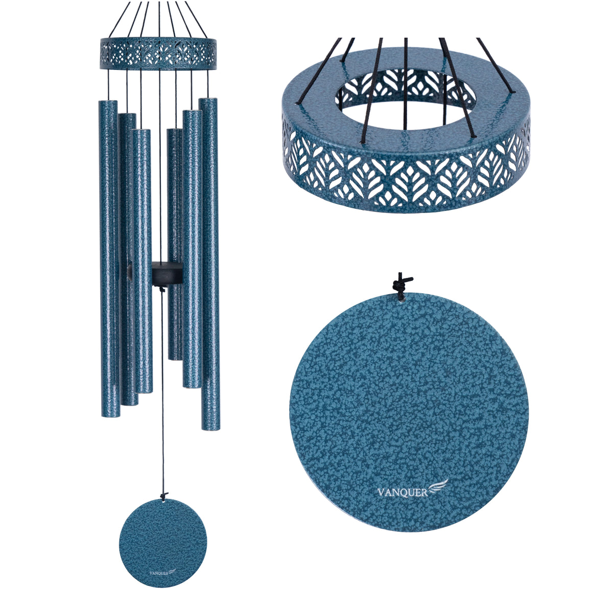 38 in Water Vein Blue Leaf Cut Deep Tone Wind Chime