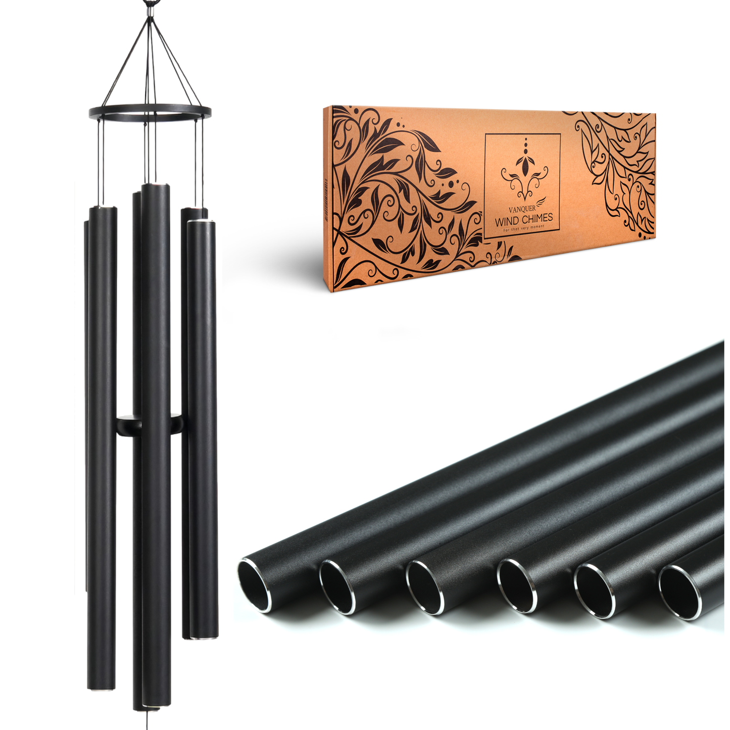 48 in Black Metal Ring Deep Tone Wind Chime