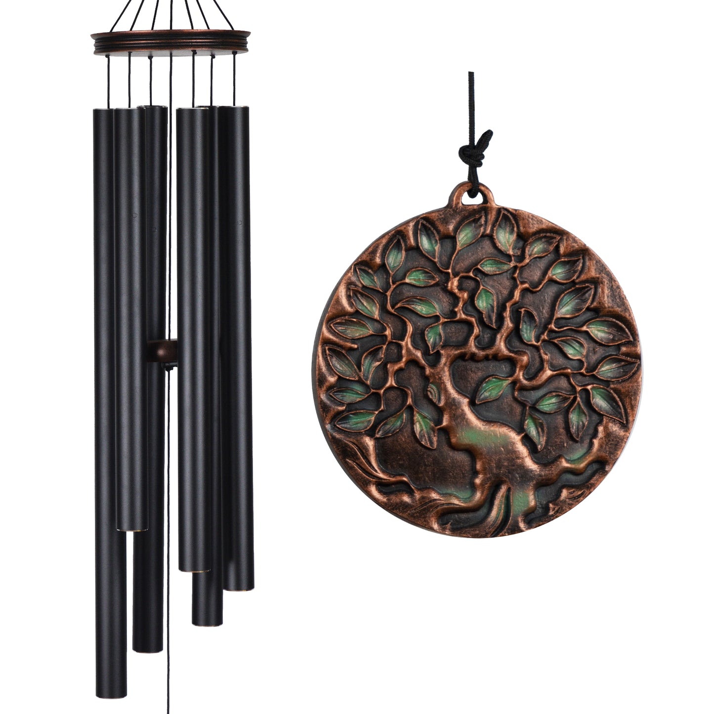 46“ Large Wind Chimes for Outside Deep Tone, Tree of Life - B, Vintage Black
