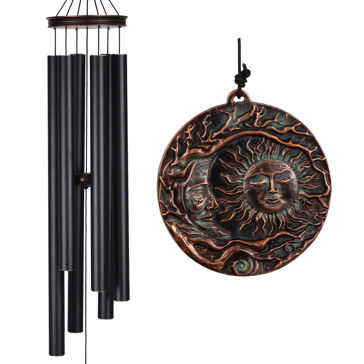 48 in Sun & Moon Deep Tone Wind Chime – Vintage Black