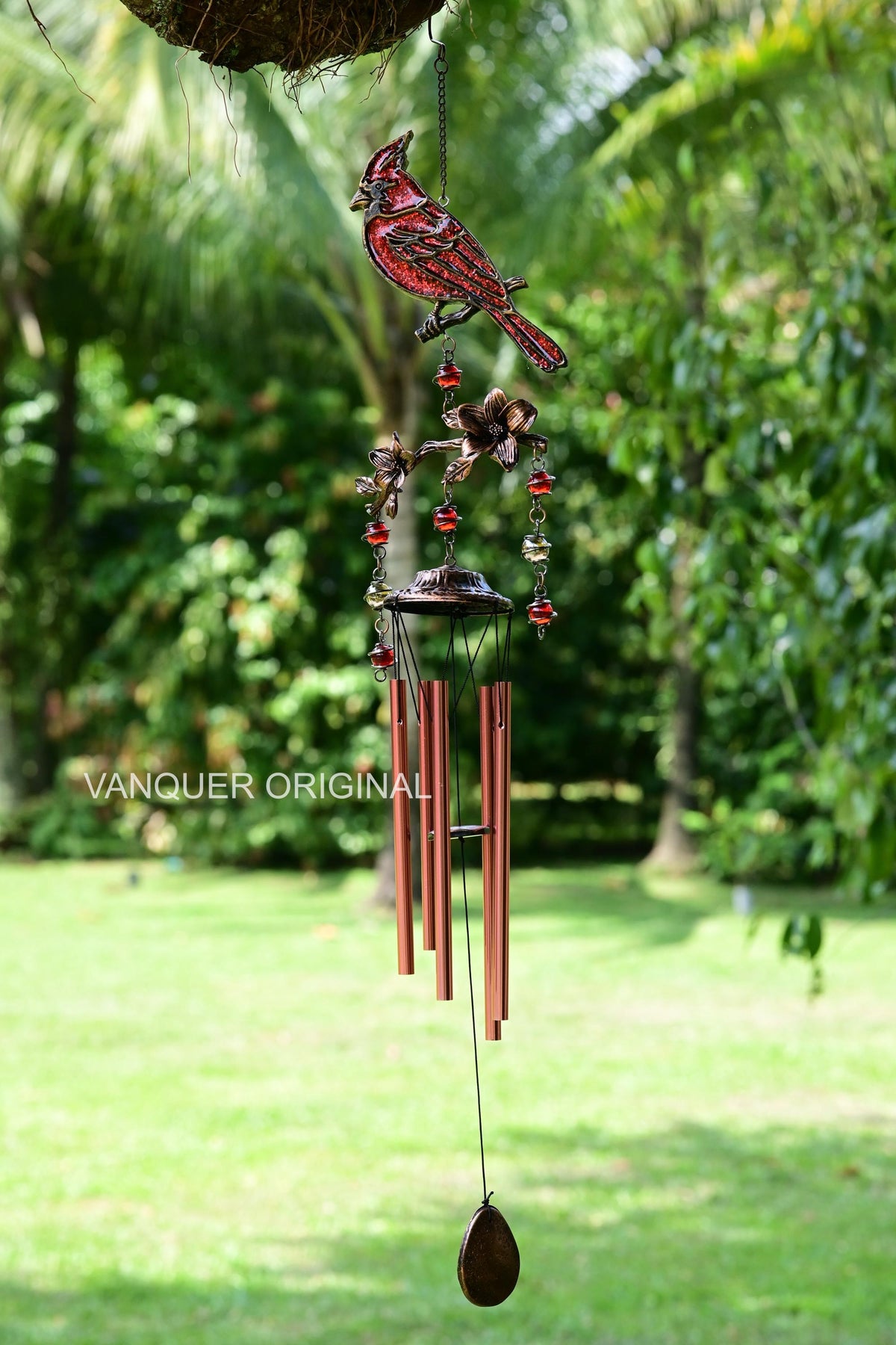 Cardinal Wind Chimes Gift for Mom | 32" Outdoor Porch Decor | Memorial Sympathy | Mother's Day Gift | Cardinals Appear When Angels Are Near
