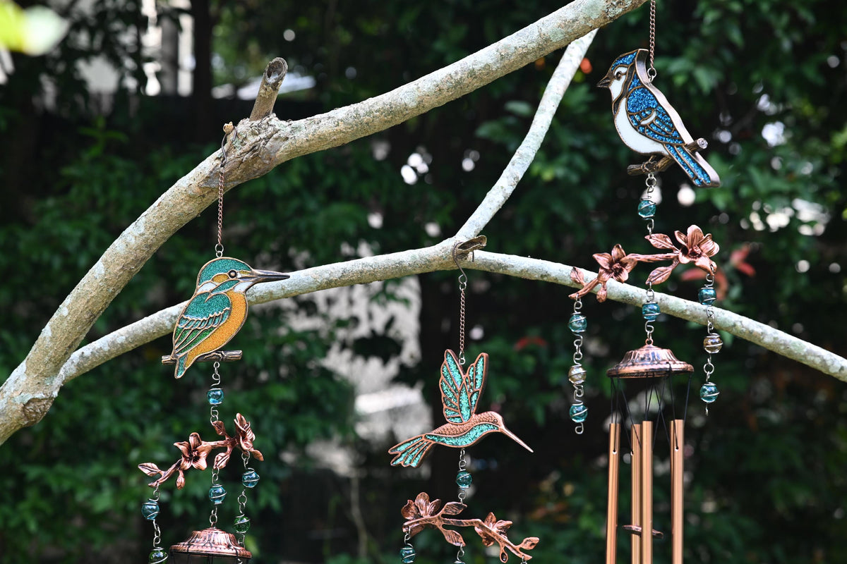 KingFisher Wind Chimes Gift for Mom | 32" Outdoor Porch Decor | Memorial Sympathy | Mother's Day Gift | Bird Lover Gift