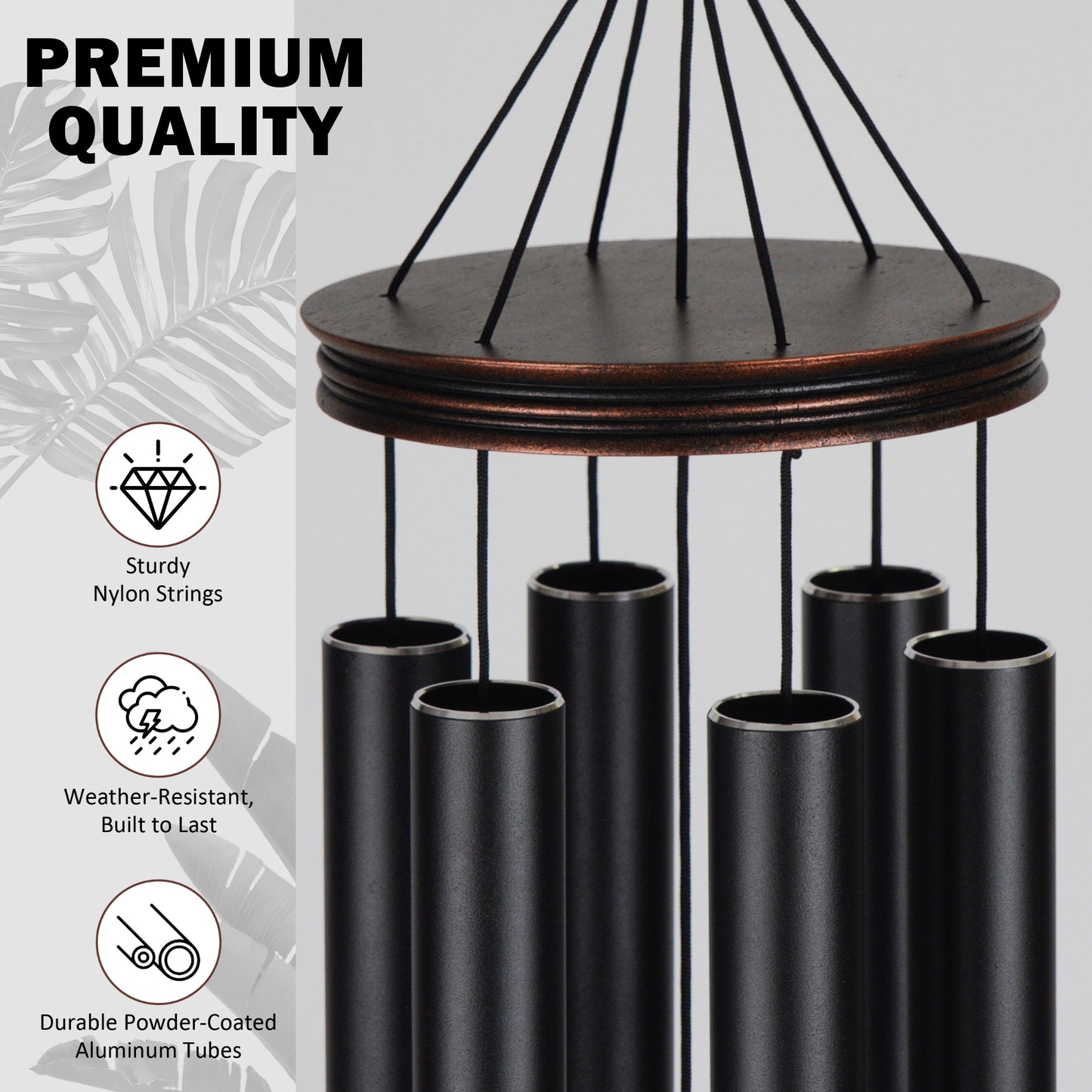 46“ Large Wind Chimes for Outside Deep Tone, Tree of Life - B, Vintage Black