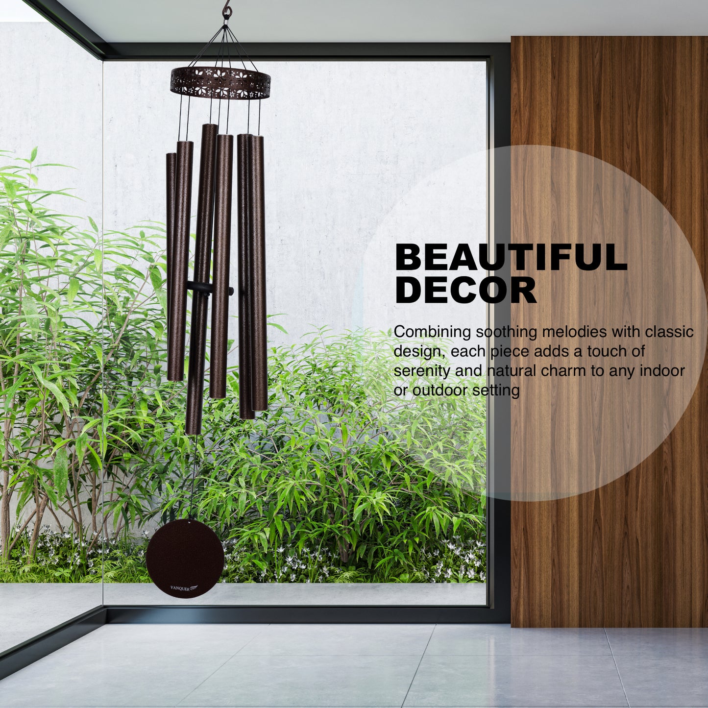 58'' Extra Large Wind Chimes for Outside Deep Tone, Hollow Pattern Designer Chimes, Bronze