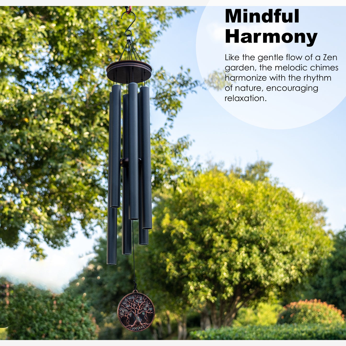 46“ Large Wind Chimes for Outside Deep Tone, Tree of Life - A, Vintage Black