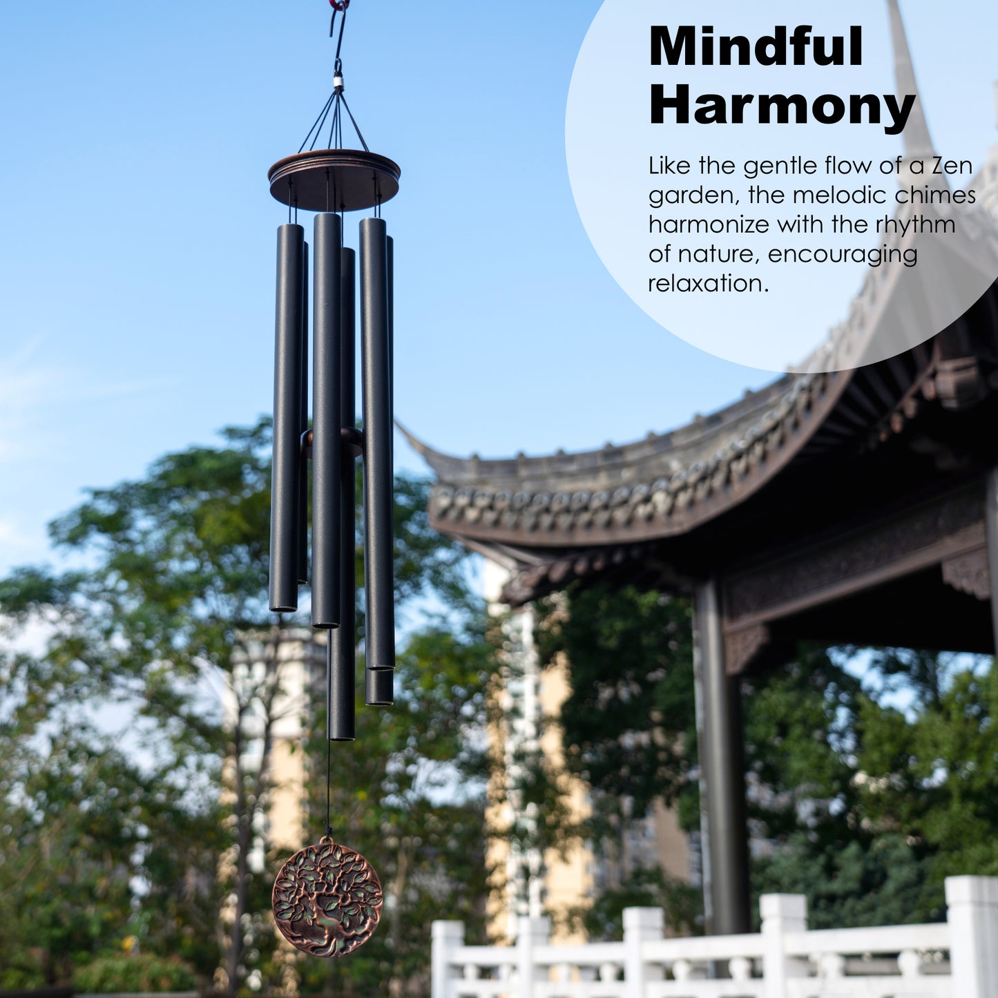46“ Large Wind Chimes for Outside Deep Tone, Tree of Life - B, Vintage Black