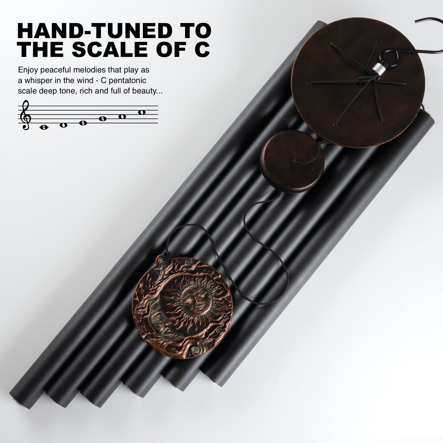 48 in Sun & Moon Deep Tone Wind Chime – Vintage Black