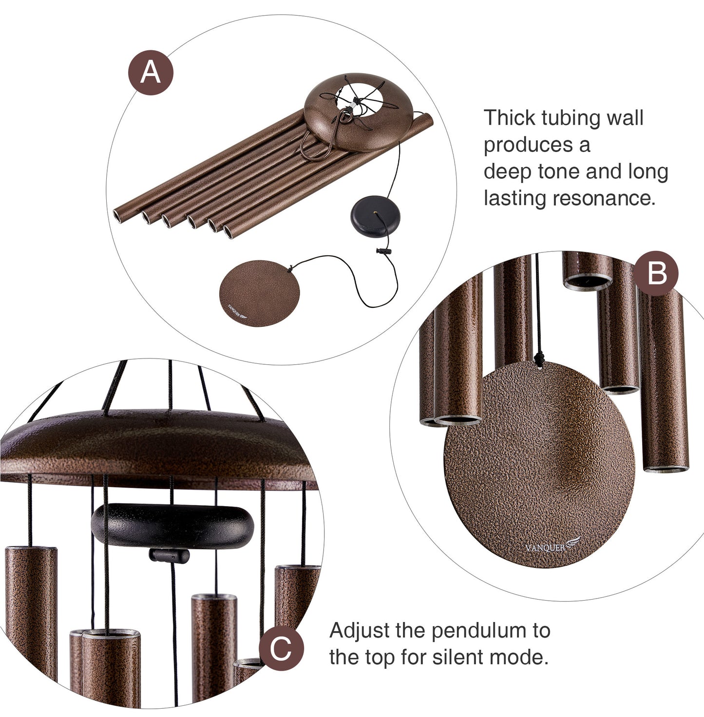 38 in Bronze Round Top Deep Tone Wind Chime