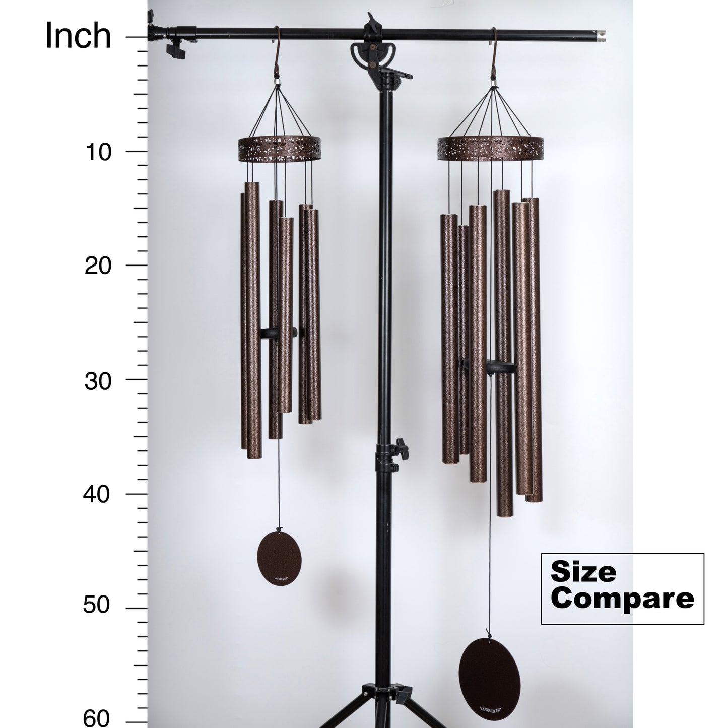 58'' Extra Large Wind Chimes for Outside Deep Tone, Hollow Pattern Designer Chimes, Bronze