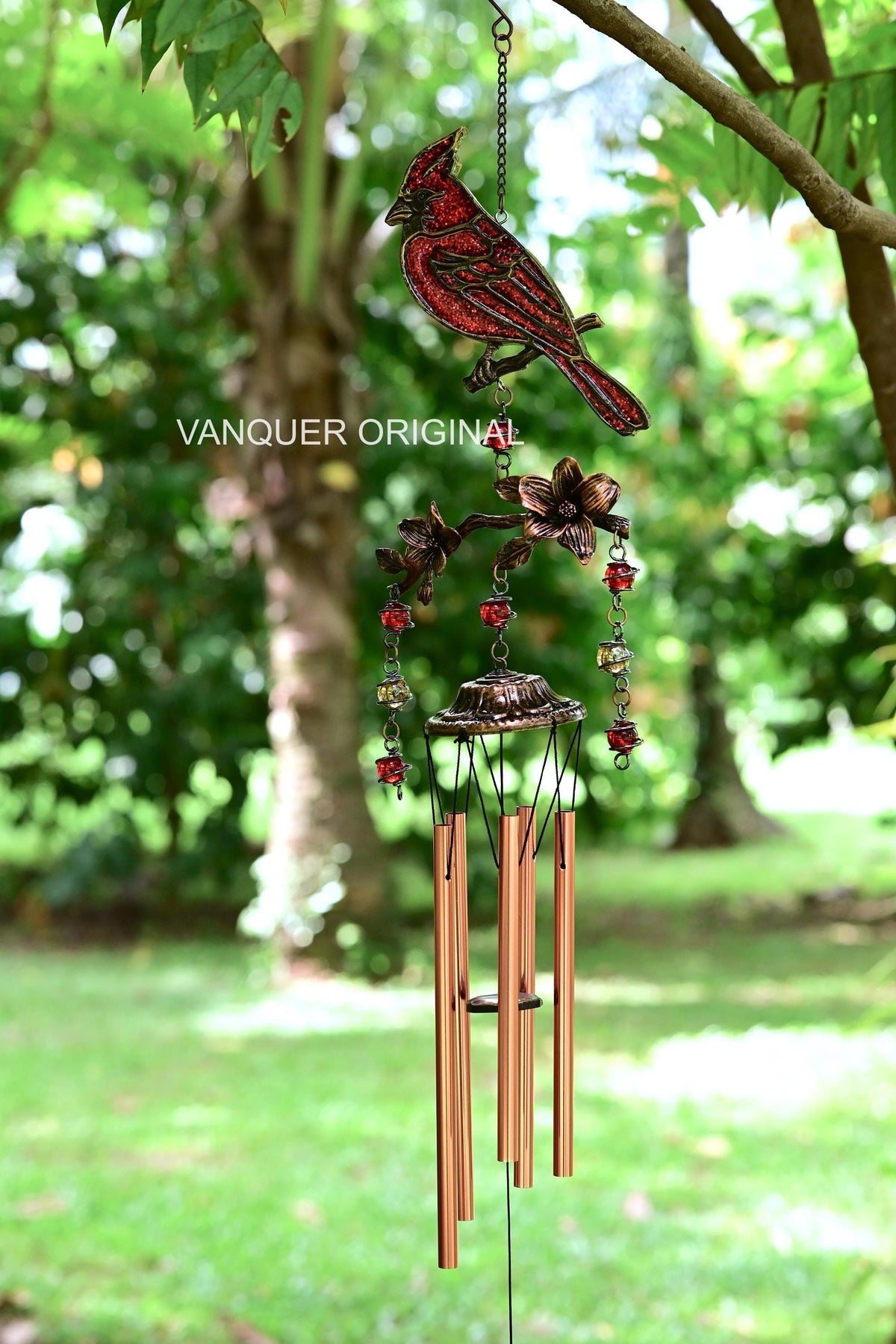 Cardinal Wind Chimes Gift for Mom | 32" Outdoor Porch Decor | Memorial Sympathy | Mother's Day Gift | Cardinals Appear When Angels Are Near
