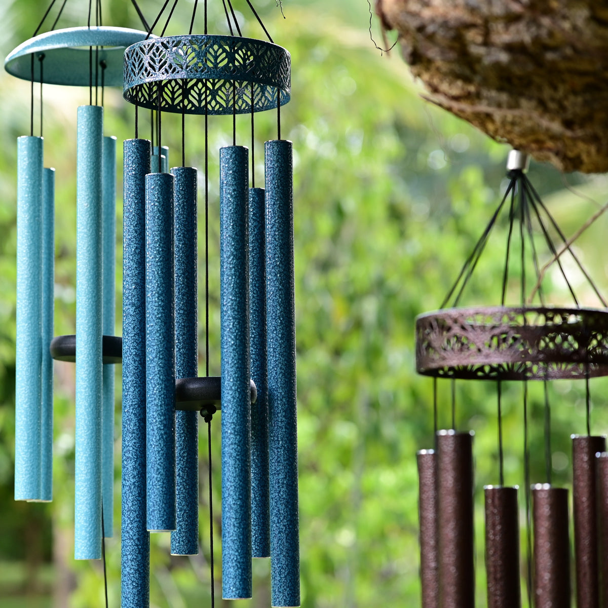 38 in Water Vein Blue Leaf Cut Deep Tone Wind Chime