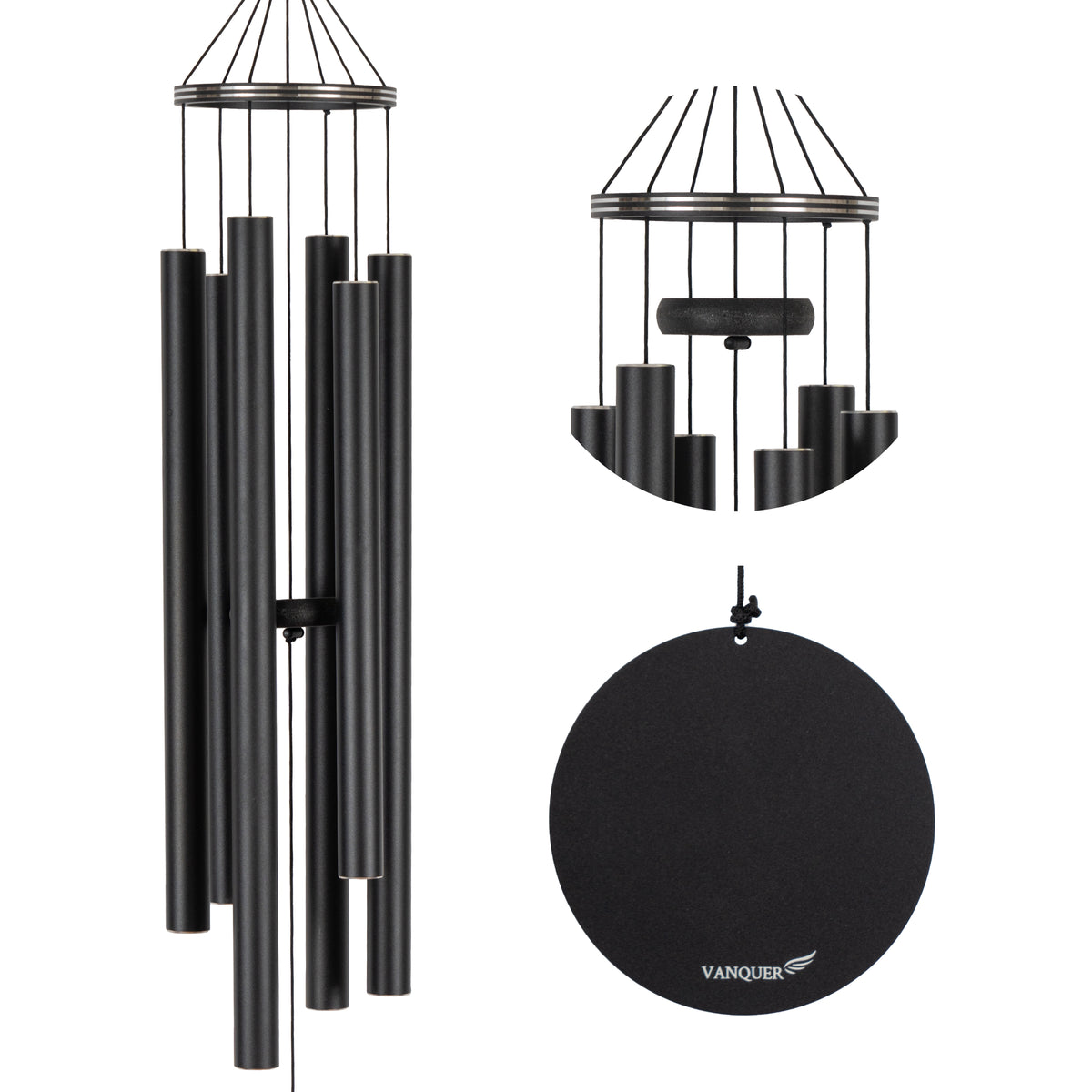 48 in Black Metal Ring Deep Tone Wind Chime