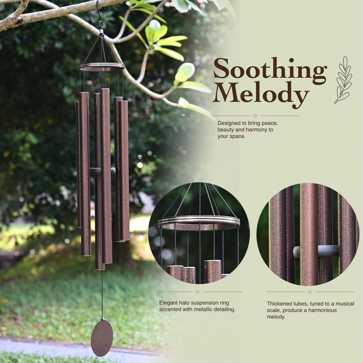 48 in Bronze Metal Ring Deep Tone Wind Chime