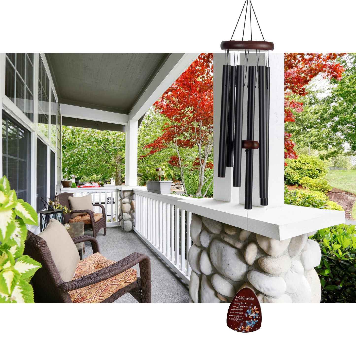 Memorial Wind Chimes for Loss of Loved One, Windchimes in Memory of a Loved One, Sympathy Gift Baskets, Bereavement Condolence Gifts, Memorial Gifts for Loss of Mom, 32" Sympathy Butterfly, Black