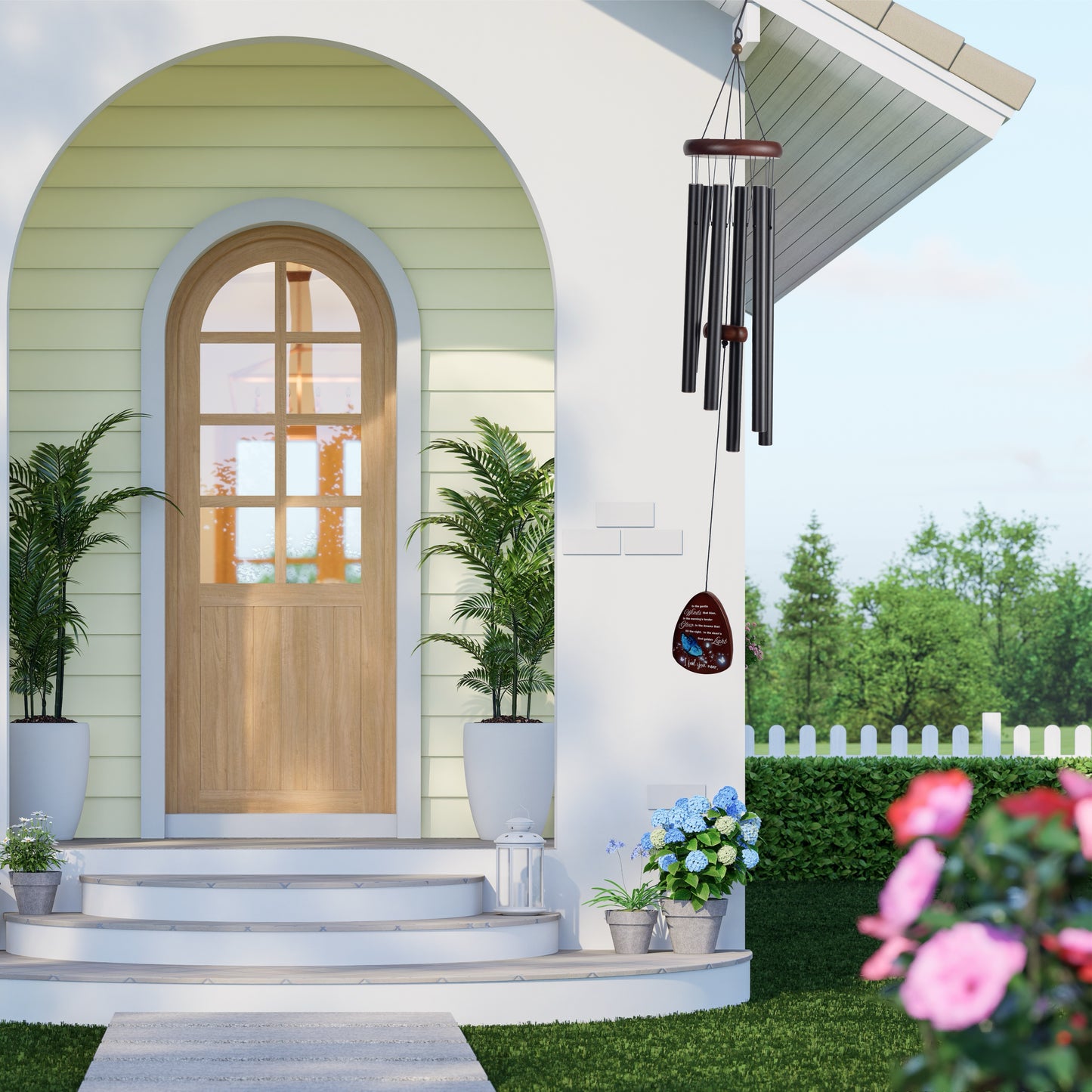 Memorial Wind Chimes for Loss of Loved One, Windchimes in Memory of a Loved One, Sympathy Gift Baskets, Bereavement Condolence Gifts, Memorial Gifts for Loss of Mom, 32" Sympathy Blue Butterfly, Black