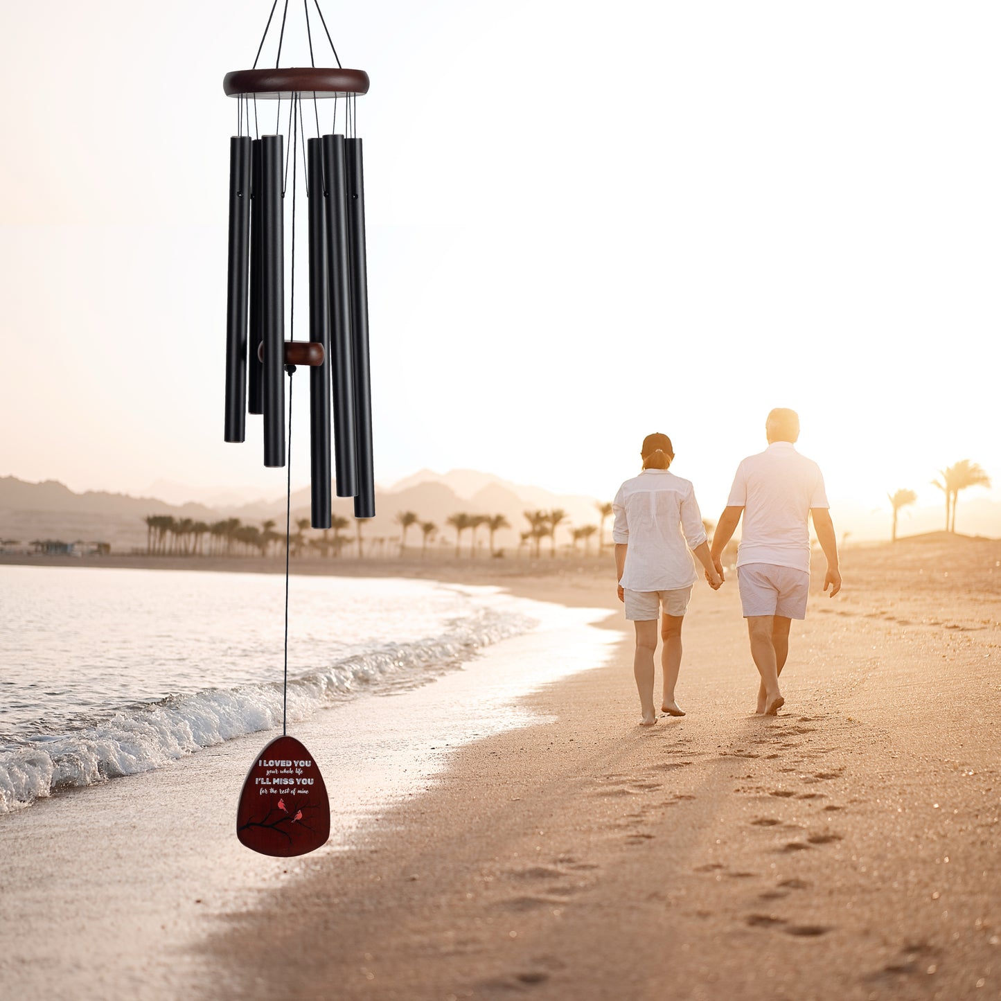 Memorial Wind Chimes for Loss of Loved One, Windchimes in Memory of a Loved One, Sympathy Gift Baskets, Bereavement Condolence Gifts, Memorial Gifts for Loss of Mom, 32" Sympathy Cardinal, Black