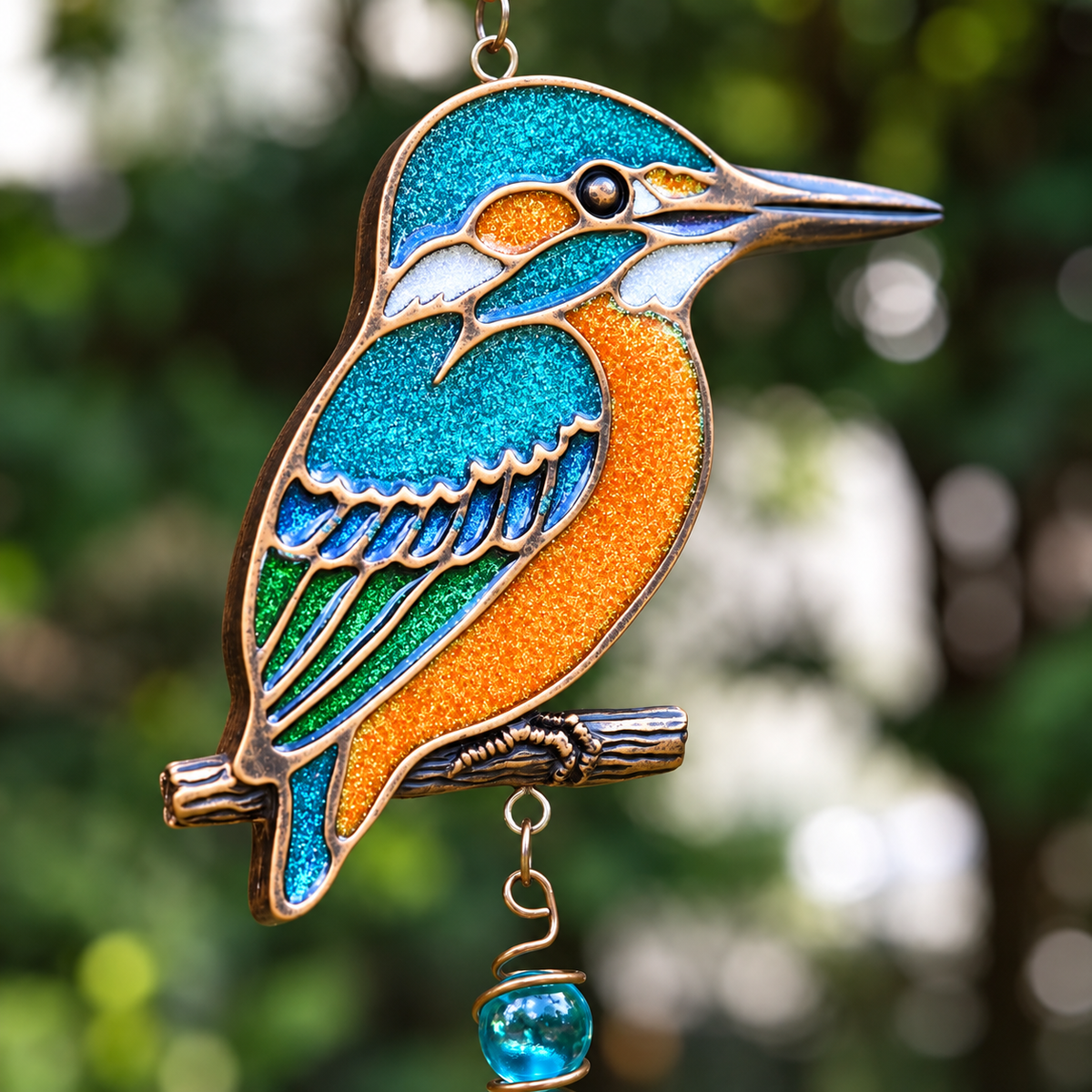 KingFisher Wind Chimes Gift for Mom | 32" Outdoor Porch Decor | Memorial Sympathy | Mother's Day Gift | Bird Lover Gift