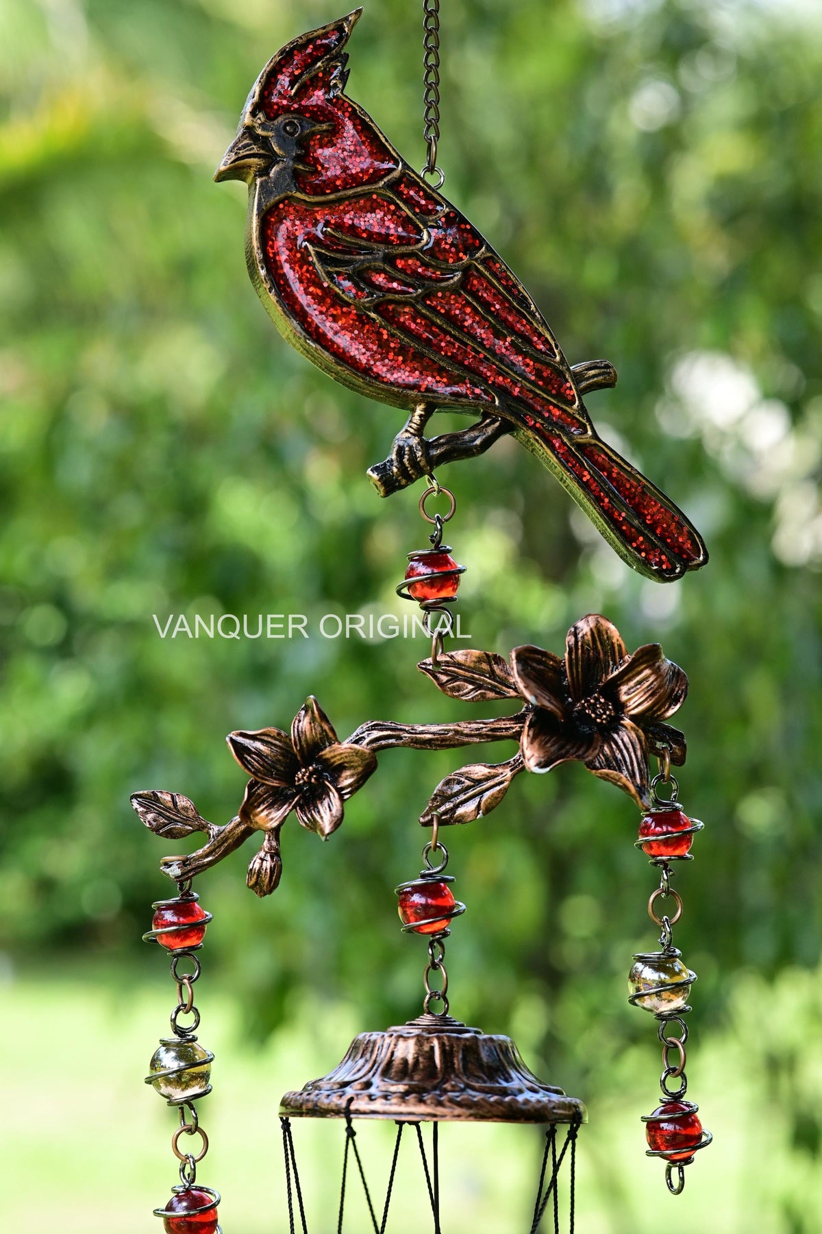 Cardinal Wind Chimes Gift for Mom | 32" Outdoor Porch Decor | Memorial Sympathy | Mother's Day Gift | Cardinals Appear When Angels Are Near