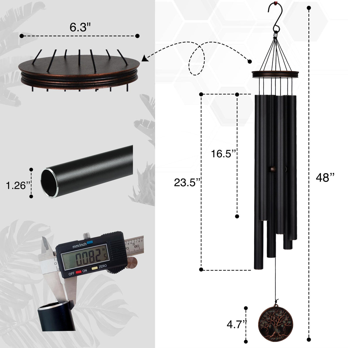Tree of Life Vintage Wind Chime – 34 & 48 in