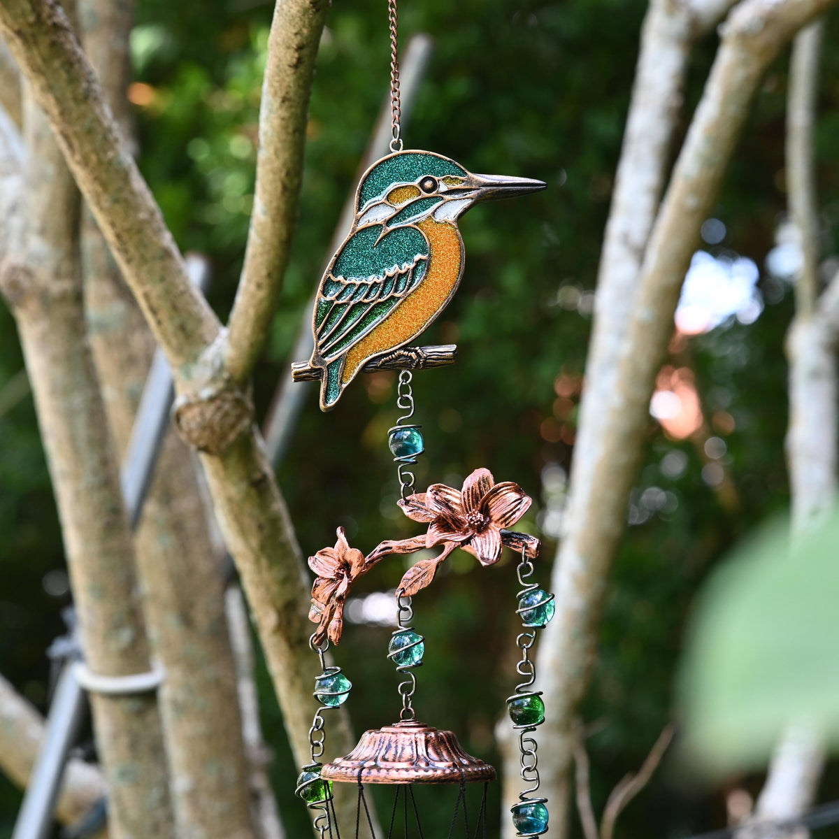 KingFisher Wind Chimes Gift for Mom | 32" Outdoor Porch Decor | Memorial Sympathy | Mother's Day Gift | Bird Lover Gift