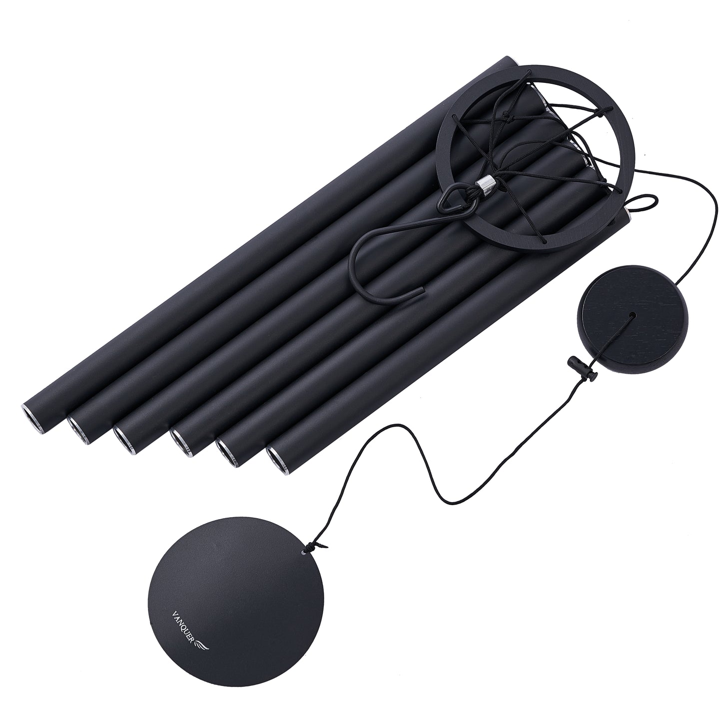 38 in Satin Black Metal Ring Deep Tone Wind Chime