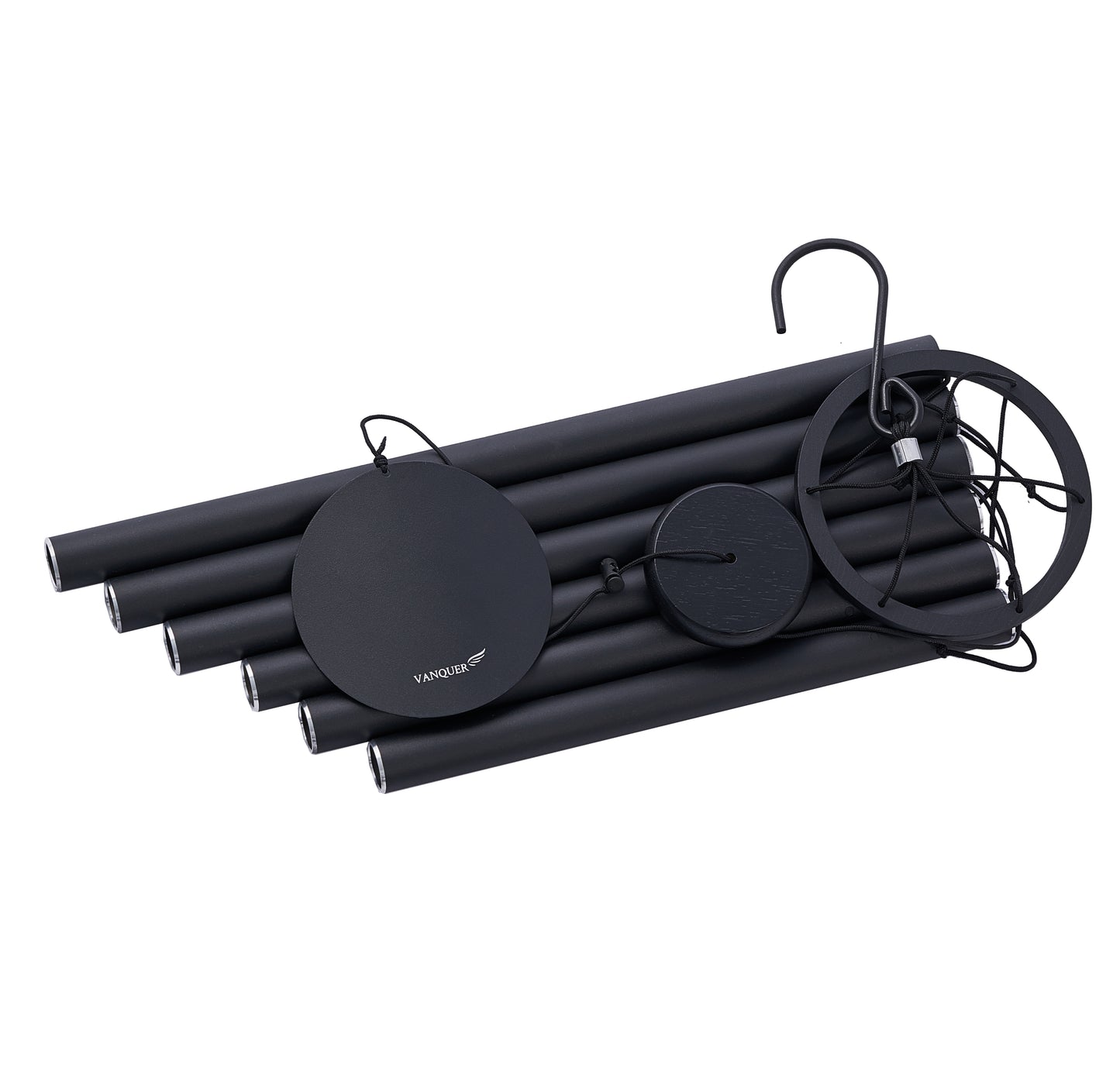 38 in Satin Black Metal Ring Deep Tone Wind Chime