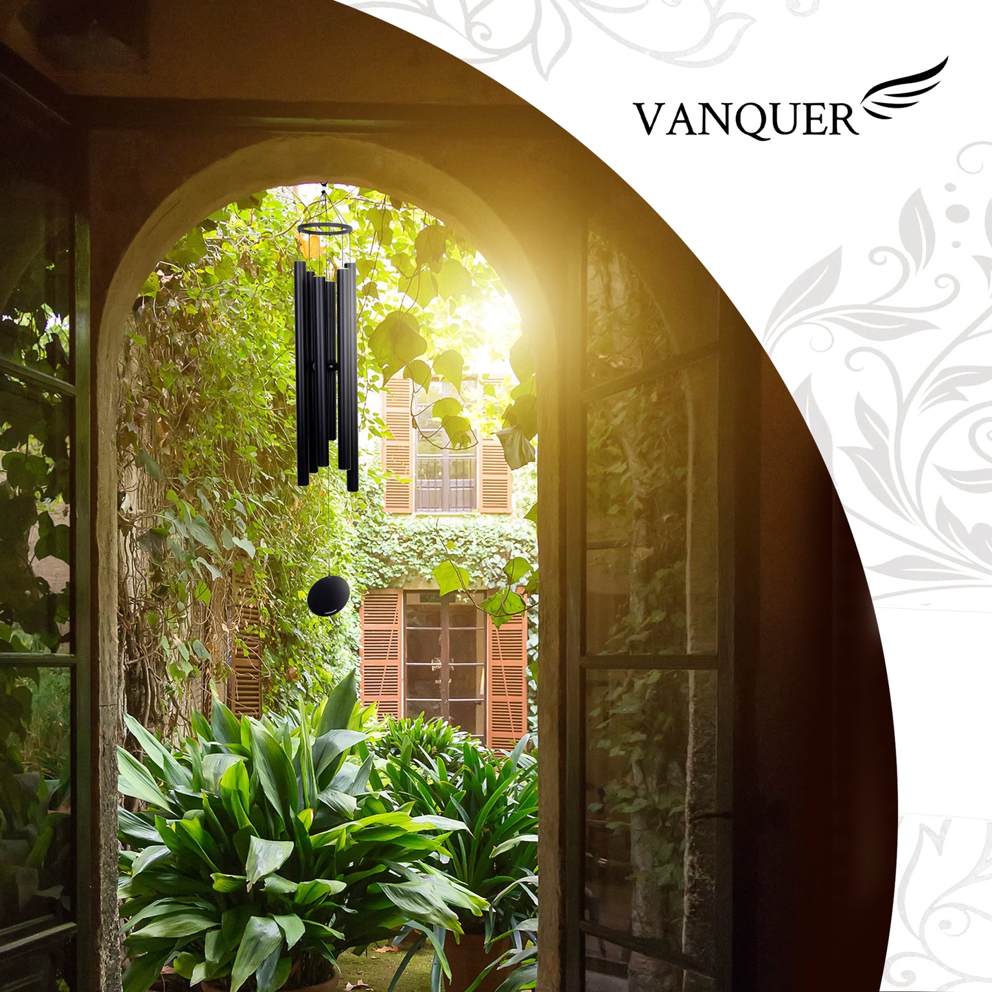 48" Large Wind Chimes for Outside Deep Tone Black