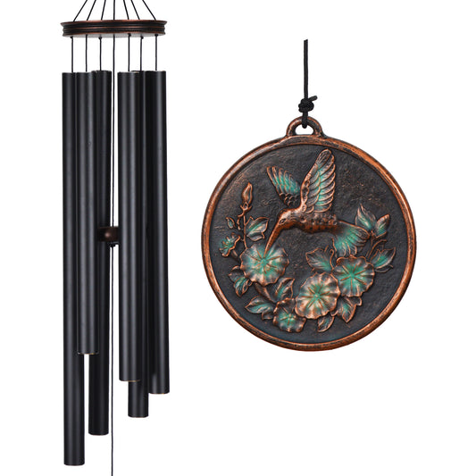 46“ Large Wind Chimes for Outside Deep Tone, Hummingbird Vintage Black