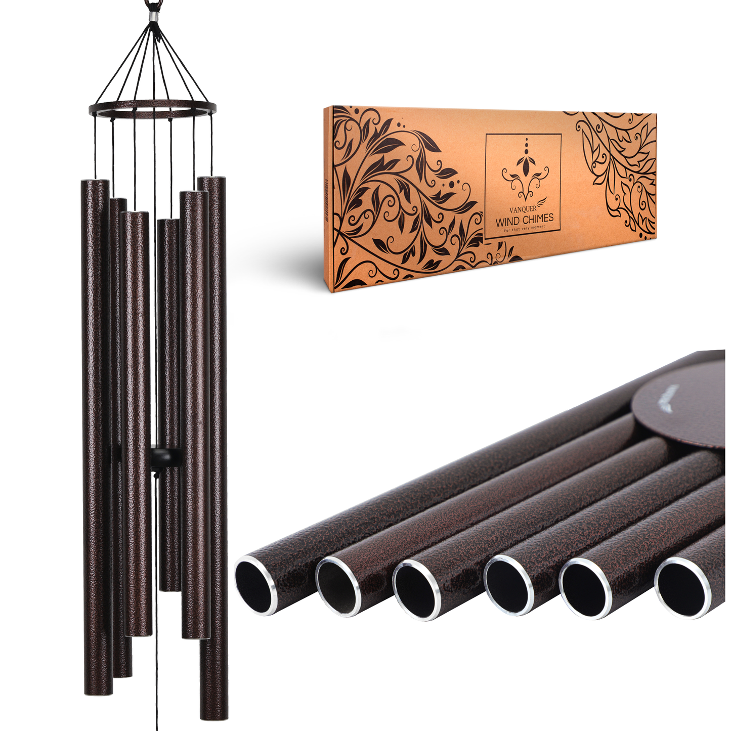 48" Large Wind Chimes for Outside Deep Tone Bronze