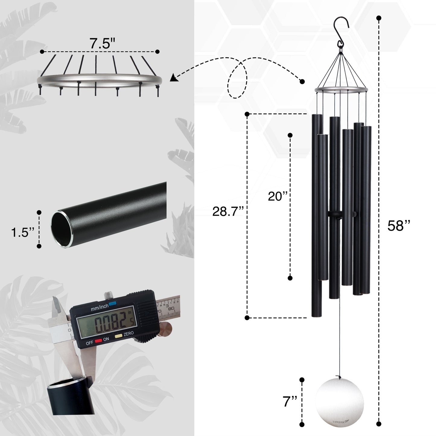 58'' Extra Large Wind Chimes for Outside Deep Tone