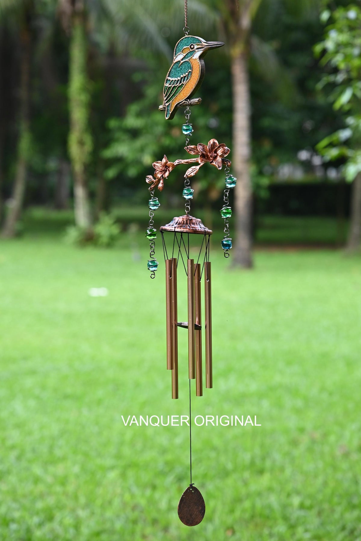 KingFisher Wind Chimes Gift for Mom | 32" Outdoor Porch Decor | Memorial Sympathy | Mother's Day Gift | Bird Lover Gift