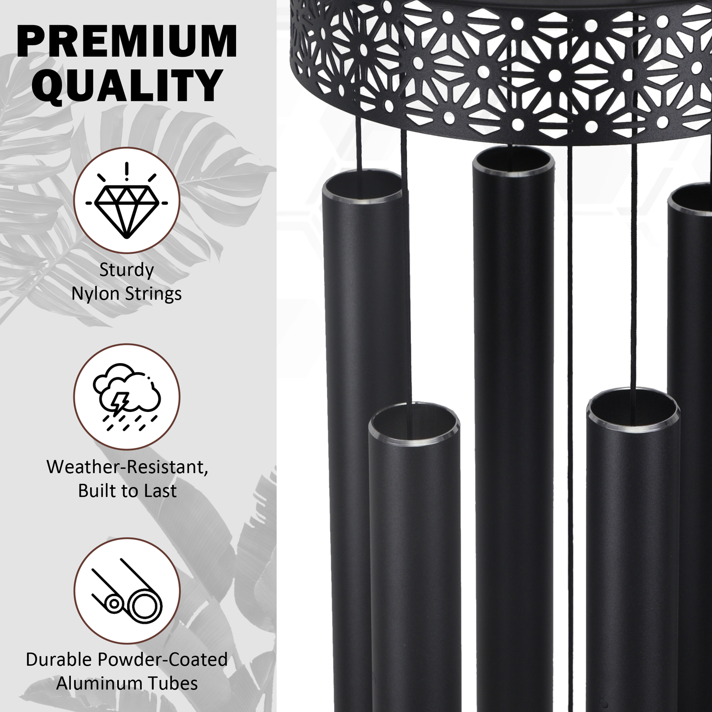 48'' Large Wind Chimes for Outside Deep Tone, Hollow Aura Designer Chimes