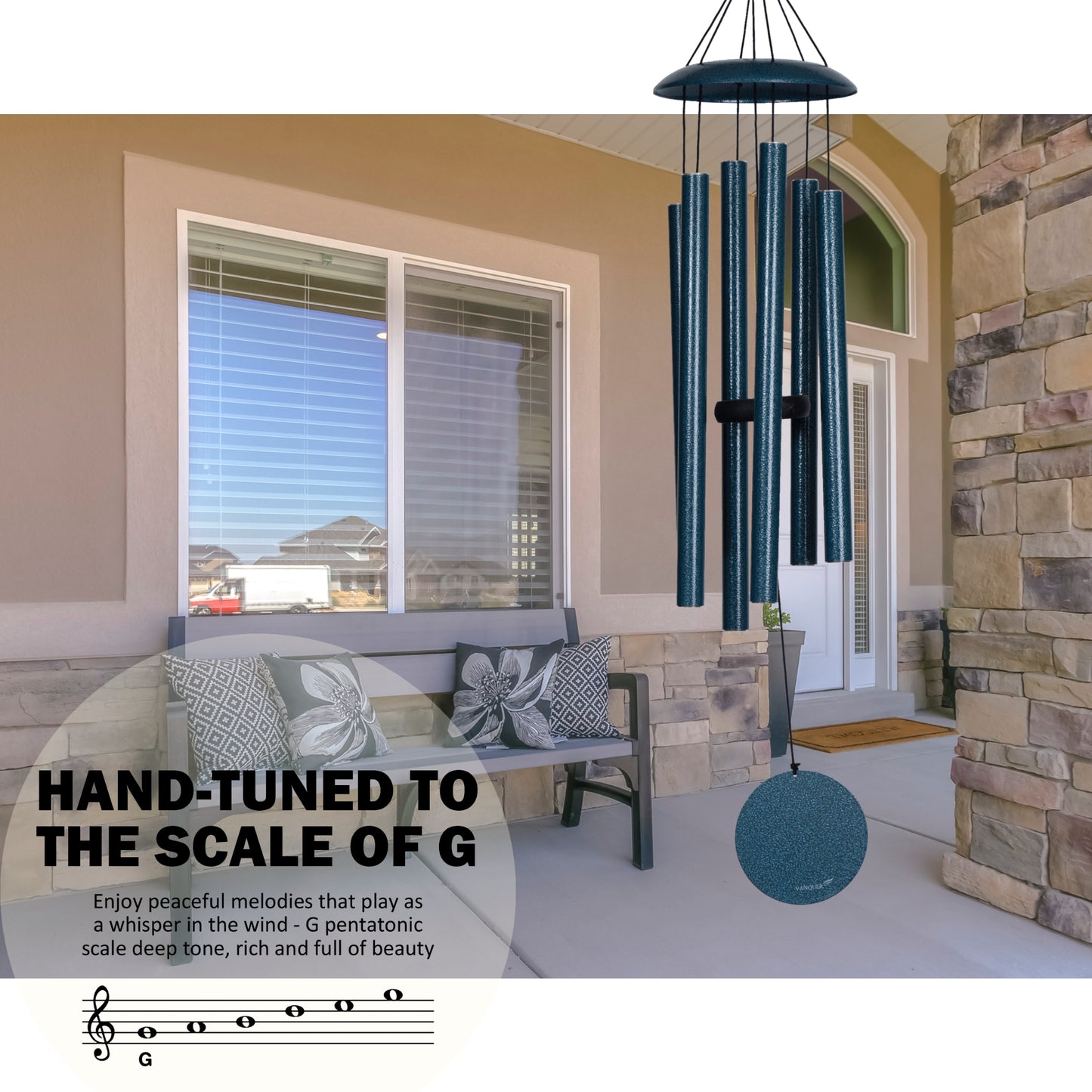 38" Wind Chimes for Outside Deep Tone Pacific Blue