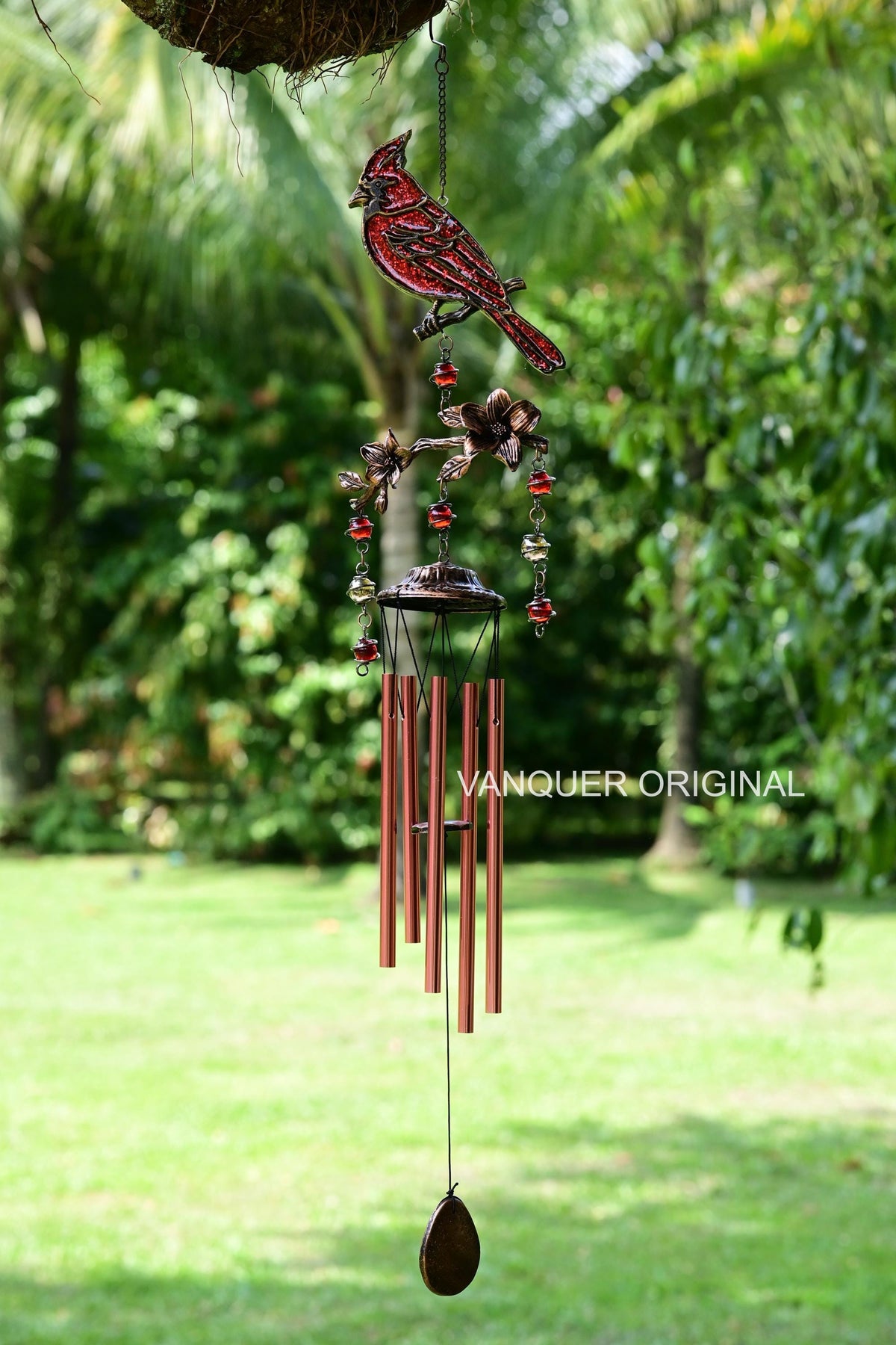 Cardinal Wind Chimes Gift for Mom | 32" Outdoor Porch Decor | Memorial Sympathy | Mother's Day Gift | Cardinals Appear When Angels Are Near