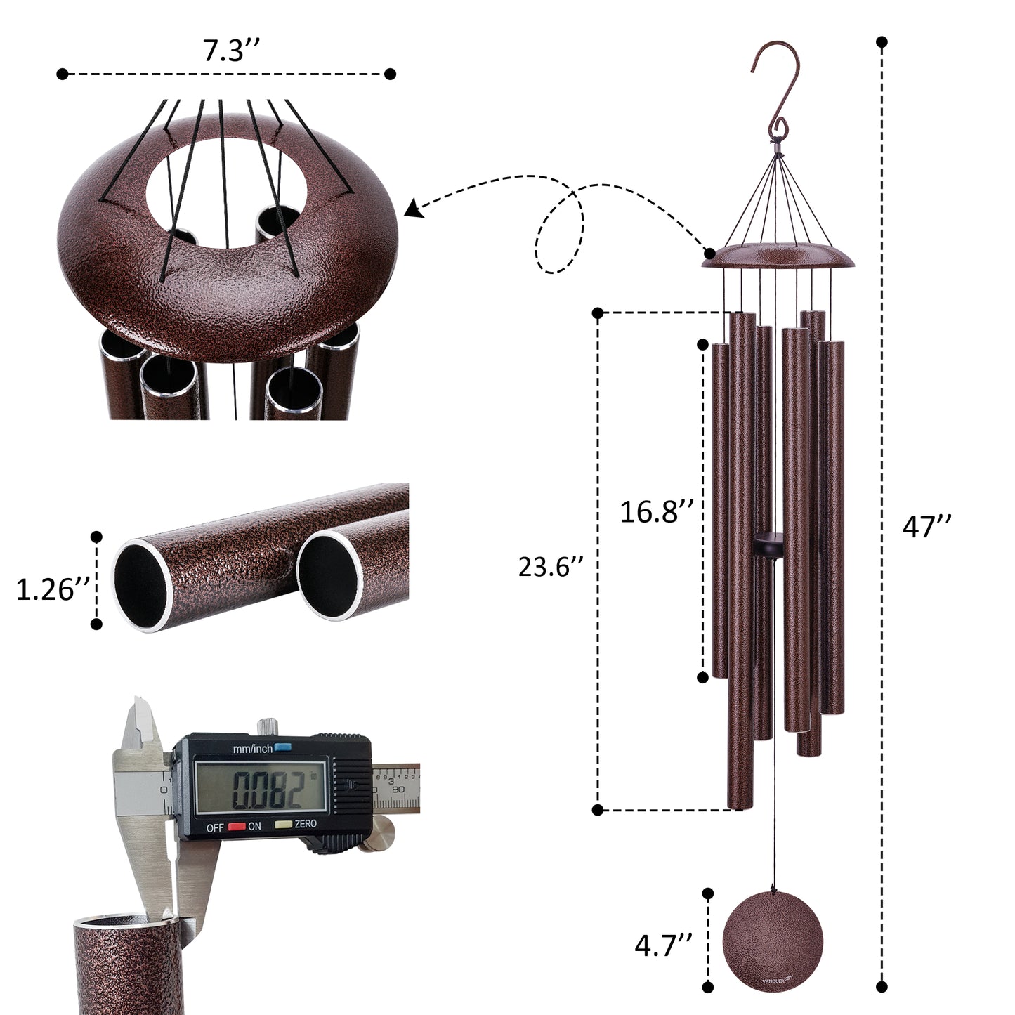 48” Large Wind Chimes for Outside Deep Tone