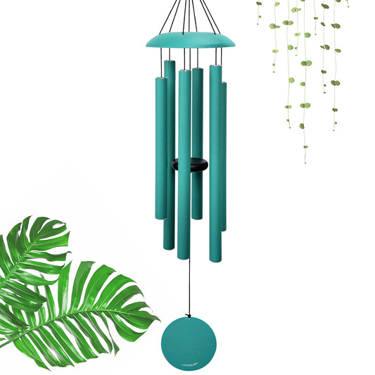 38" Wind Chimes for Outside Deep Tone Patina Green